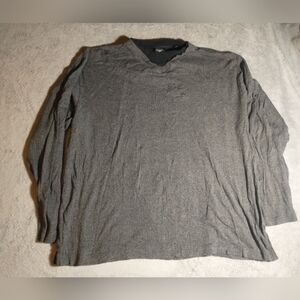 EUC Haggar Grey/Black Long-Sleeved V-Neck Shirt - Size XXL